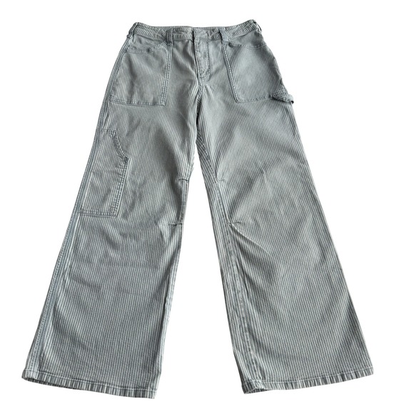 Pilcro Denim - Pilcro‎ Anthropologie High Rise Railroad Stripe Wide Leg Carpenter Jeans sz 30